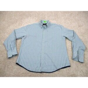 Twillory Shirt Men Medium Tailored Untuckable Green Blue Plaid Casual Button Up